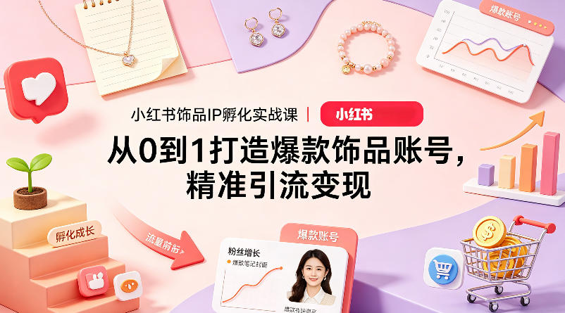 小红书饰品IP孵化实战课｜从0到1打造爆款饰品账号，精准引流变现-优品网赚资源库