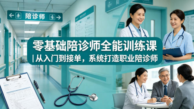 零基础陪诊师全能训练课｜从入门到接单，系统打造职业陪诊师-优品网赚资源库
