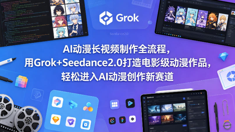 AI动漫长视频制作全流程，用Grok+Seedance2.0打造电影级动漫作品，轻松进入AI动漫创作新赛道-优品网赚资源库