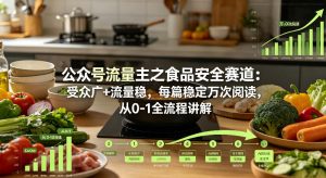 公众号流量主之食品安全赛道，受众广+流量稳，每篇作品稳定万次阅读，从0-1全流程讲解-优品网赚资源库