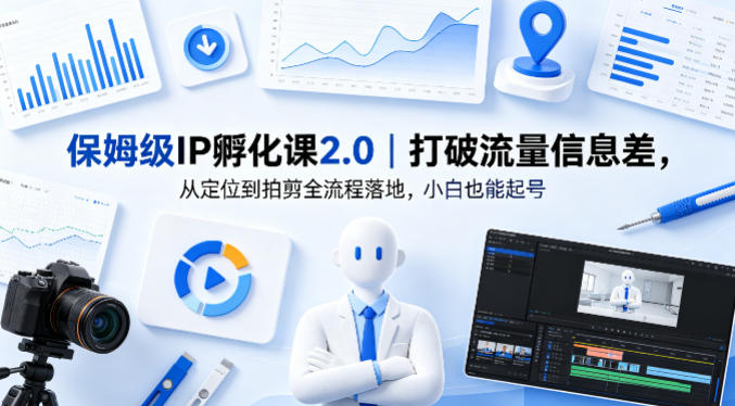 保姆级IP孵化课2.0｜打破流量信息差，从定位到拍剪全流程落地，小白也能起号-优品网赚资源库