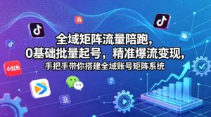 全域矩阵流量陪跑，0基础批量起号，精准爆流变现，手把手带你搭建全域账号矩阵系统-优品网赚资源库