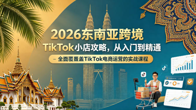 2026东南亚跨境TikTok小店攻略，从入门到精通、全面覆盖TikTok电商运营的实战课程（更新4月）-优品网赚资源库