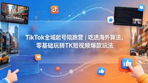 TikTok全域起号陪跑营｜吃透海外算法，零基础玩转TK短视频爆款玩法-优品网赚资源库