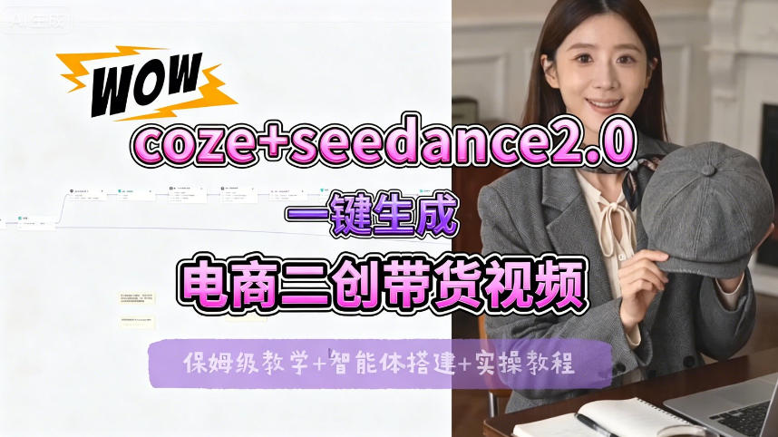 【Coze工作流搭建实操教程】seedance2.0+coze一键生成电商二创带货视频，全流程保姆级教学-优品网赚资源库