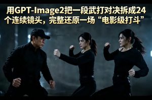 用GPT-Image2把一段武打对决拆成24个连续镜头，完整还原一场“电影级打斗”-优品网赚资源库