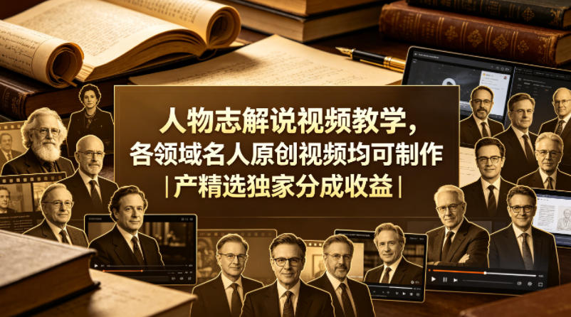 人物志解说视频教学，各领域名人原创视频均可制作丨精选独家分成收益（更新0430）-优品网赚资源库