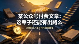 某公众号付费文章：这辈子还能有出路么-优品网赚资源库