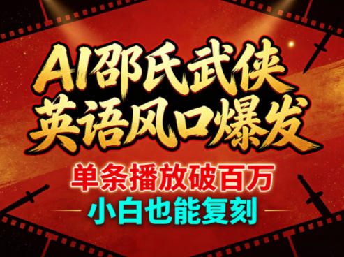AI邵氏武侠英语风口爆发，单条播放破百万，小白也能复刻-优品网赚资源库