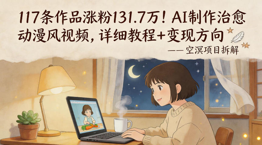 117条作品涨粉131.7W！AI制作治愈动漫风视频，详细教程+变现方向-优品网赚资源库