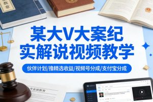 某大V大案纪实解说视频教学,可做伙伴计划、撸精选收益,视频号和支付宝分成计划均可-优品网赚资源库