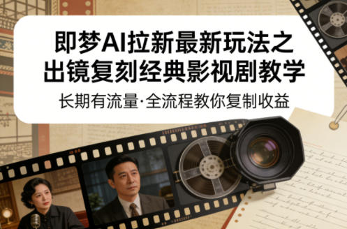 即梦AI拉新最新玩法之出镜复刻经典影视剧教学，长期有流量，全流程教你复制收益-优品网赚资源库