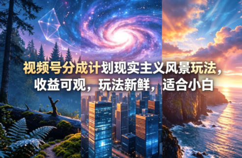 视频号分成计划现实主义风景玩法，收益可观，玩法新鲜，适合小白-优品网赚资源库