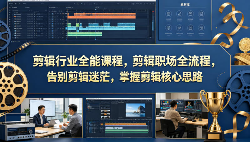 剪辑行业全能课程，剪辑职场全流程，告别剪辑迷茫，掌握剪辑核心思路-优品网赚资源库