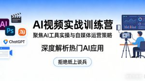 AI视频实战训练营,聚焦AI工具实操与自媒体运营策略,深度解析热门AI应用,拒绝纸上谈兵-优品网赚资源库