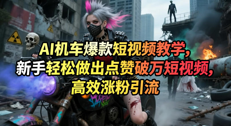 AI机车爆款短视频教学，新手轻松做出点赞破万短视频，高效涨粉引流-优品网赚资源库