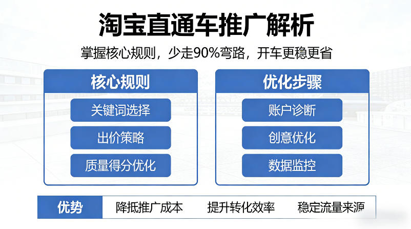 淘宝直通车推广解析，掌握核心规则，少走90%弯路，开车更稳更省-优品网赚资源库