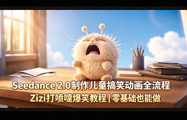 Seedance 2.0制作儿童搞笑动画全流程Zizi打喷嚏爆笑教程｜零基础也能做-优品网赚资源库