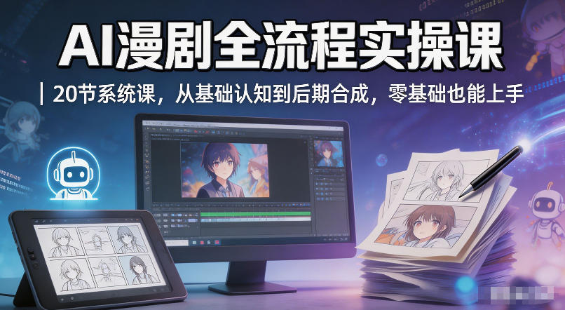 AI漫剧全流程实操课｜20节系统课，从基础认知到后期合成，零基础也能上手-优品网赚资源库