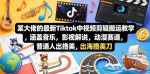 某大佬的最新Tiktok中视频剪辑搬运教学，涵盖音乐，影视解说，动漫赛道，普通人出海撸美刀-优品网赚资源库