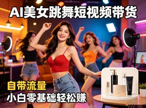 AI美女跳舞短视频带货：自带流量，小白零基础轻松賺，详细拆解-优品网赚资源库