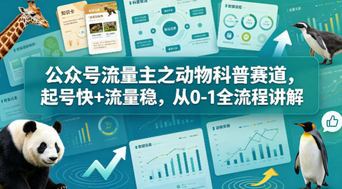 公众号流量主之动物科普赛道，起号快+流量稳，从0-1全流程讲解-优品网赚资源库