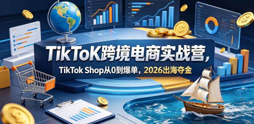 TikToK跨境电商实战营，TikTok Shop从0到爆单，2026出海夺金-优品网赚资源库