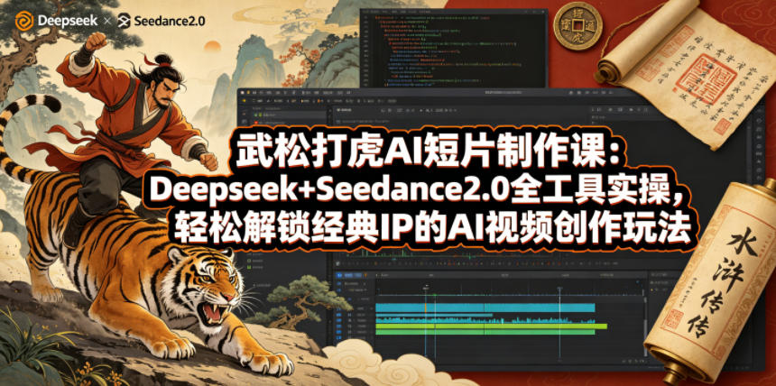 武松打虎AI短片制作课：Deepseek+Seedance2.0全工具实操，轻松解锁经典IP的AI视频创作玩法-优品网赚资源库