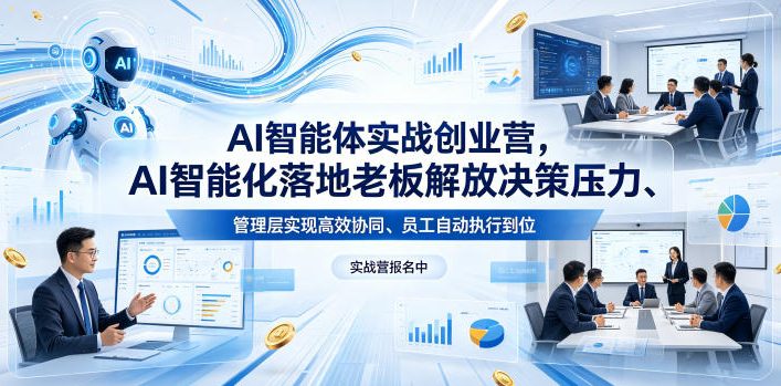 AI智能体实战创业营26年4月23-25号线下课，AI智能化落地老板解放决策压力、管理层实现高效协同、员工自动执行到位-优品网赚资源库