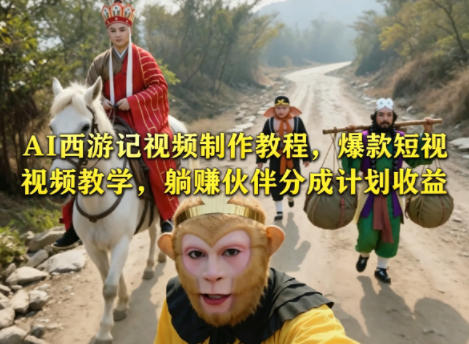 AI西游记视频制作教程，爆款短视频教学，躺賺伙伴分成计划收益-优品网赚资源库