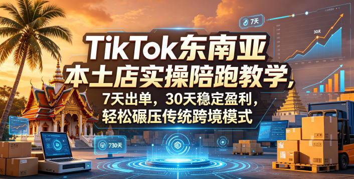 TikTok东南亚本土店实操陪跑教学，7天出单，30天稳定盈利，轻松碾压传统跨境模式-优品网赚资源库