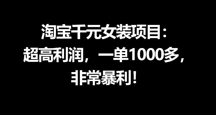 淘宝千元女装项目：超高利润，一单1000多，非常暴利-优品网赚资源库