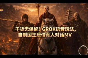 干货无保留！GROK语音玩法，自制国王唐僧真人对话MV-优品网赚资源库