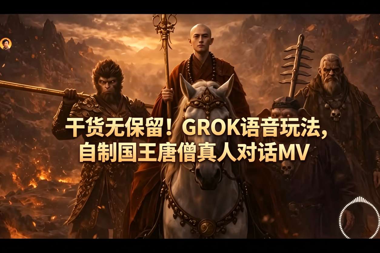 干货无保留！GROK语音玩法，自制国王唐僧真人对话MV-优品网赚资源库