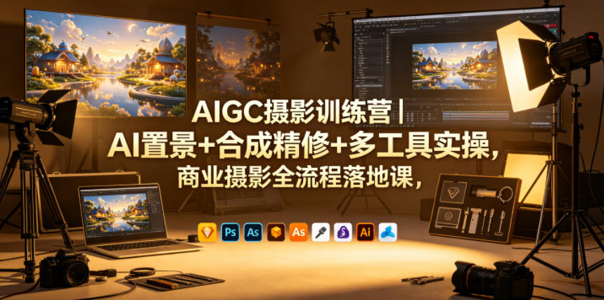 AIGC摄影训练营｜AI置景+合成精修+多工具实操，商业摄影全流程落地课-优品网赚资源库