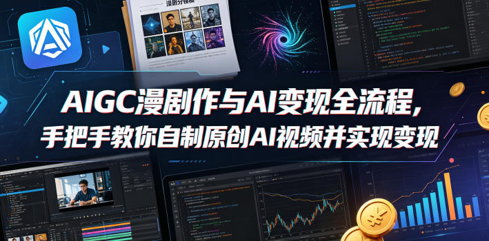 AIGC漫剧创作与AI变现全流程，手把手教你自制原创AI视频并实现变现-优品网赚资源库