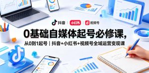0基础自媒体起号必修课，从0到1起号｜抖音+小红书+视频号全域运营变现课-优品网赚资源库