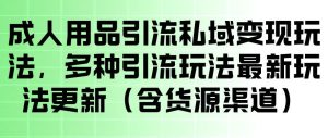 成人用品引流私域变现玩法，多种引流玩法最新玩法，操作简单（含货源渠道）-优品网赚资源库