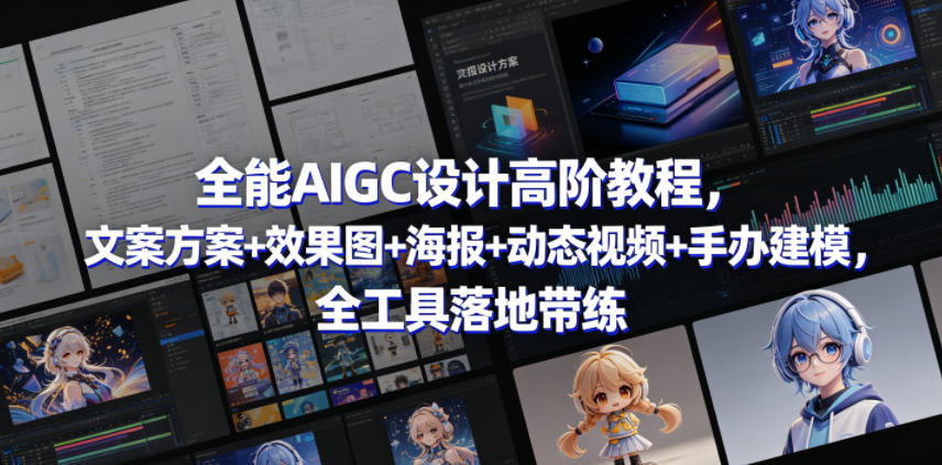 全能AIGC设计高阶教程，文案方案+效果图+海报+动态视频+手办建模，全工具落地带练-优品网赚资源库