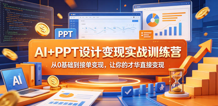 AI+PPT设计变现实战训练营，从0基础到接单变现，让你的才华直接变现-优品网赚资源库