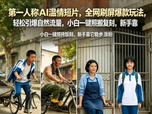 第一人称AI温情短片，全网刷屏爆款玩法，轻松引爆自然流量，小白一键照搬复刻，新手靠它稳步涨粉-优品网赚资源库
