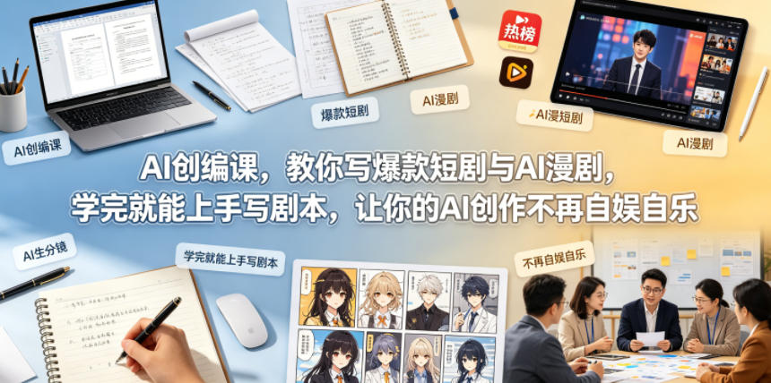 AI创编课，教你写爆款短剧与AI漫剧，学完就能上手写剧本，让你的AI创作不再自娱自乐-优品网赚资源库