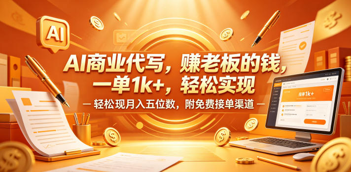 AI商业代写，賺老板的钱，一单1k+，轻松实现月入五位数，附免费接单渠道【揭秘】-优品网赚资源库