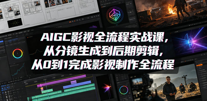 AIGC影视全流程实战课，从分镜生成到后期剪辑，从0到1完成影视制作全流程-优品网赚资源库