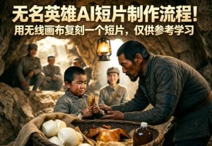 无名英雄AI短片制作流程！用无线画布复刻一个短片，仅供参考学习-优品网赚资源库