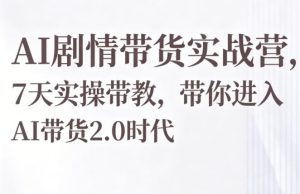 AI剧情带货实战营,7天实操带教,带你进入AI带货2.0时代-优品网赚资源库