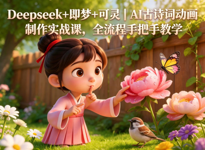 Deepseek+即梦+可灵｜AI古诗词动画制作实战课，全流程手把手教学-优品网赚资源库