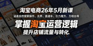淘宝电商26年5月新课,涵盖自然搜索操作、无界、直通车、引力魔方、万相台等,掌握淘宝运营逻辑,提升店铺流量与转化-优品网赚资源库