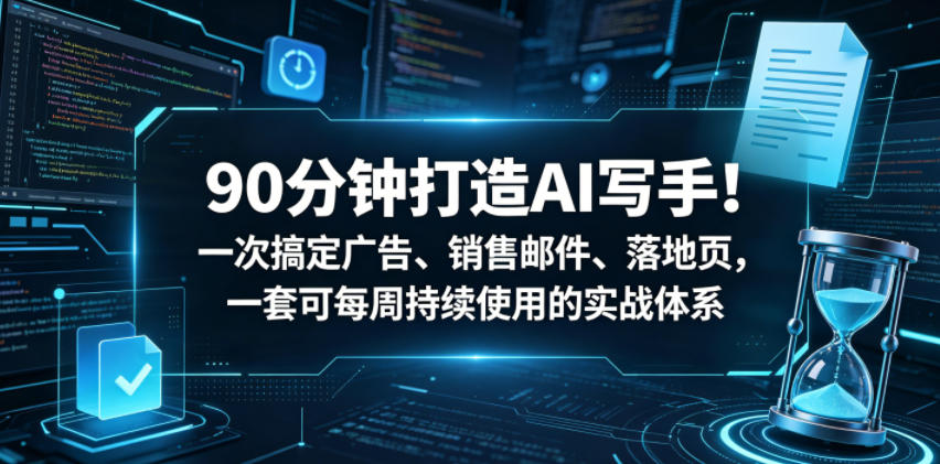 90分钟打造AI写手！一次搞定广告、销售邮件、落地页，一套可每周持续使用的实战体系【原创双语字幕】-优品网赚资源库