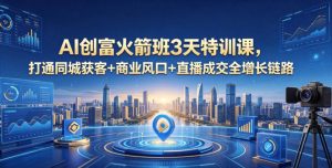 AI创富火箭班3天特训课，打通同城获客+商业风口+直播成交全增长链路，2026年4月新课-优品网赚资源库